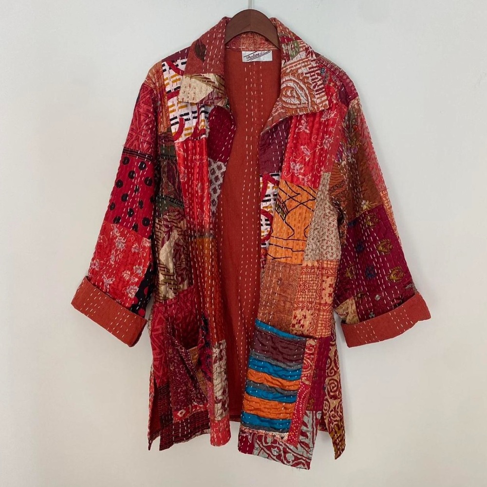 EUC Kantha patchwork jacket with front deep pockets
